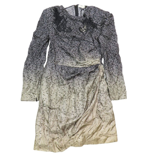 Fendi Daily Dresses Floral Dress Long Sleeve All Pattern Silk 42 Gradation Gray