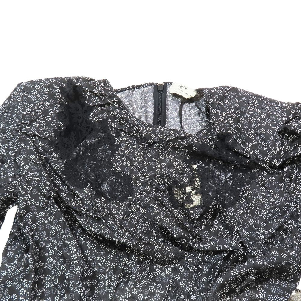 Fendi Daily Dresses Floral Dress Long Sleeve All Pattern Silk 42 Gradation Gray — view 4
