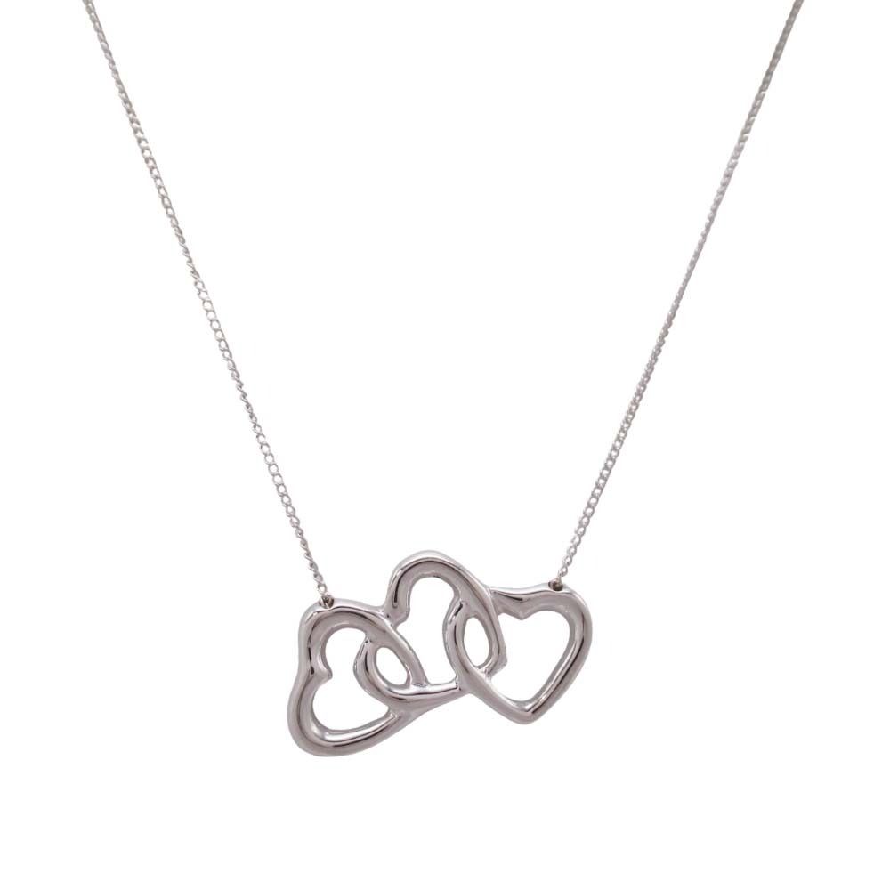 Tiffany & Co Triple Open Heart Necklace Silver
