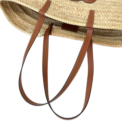 Celine Large Triomphe Raffia Leather Basket Bag Classic Pannier Natural — view 7