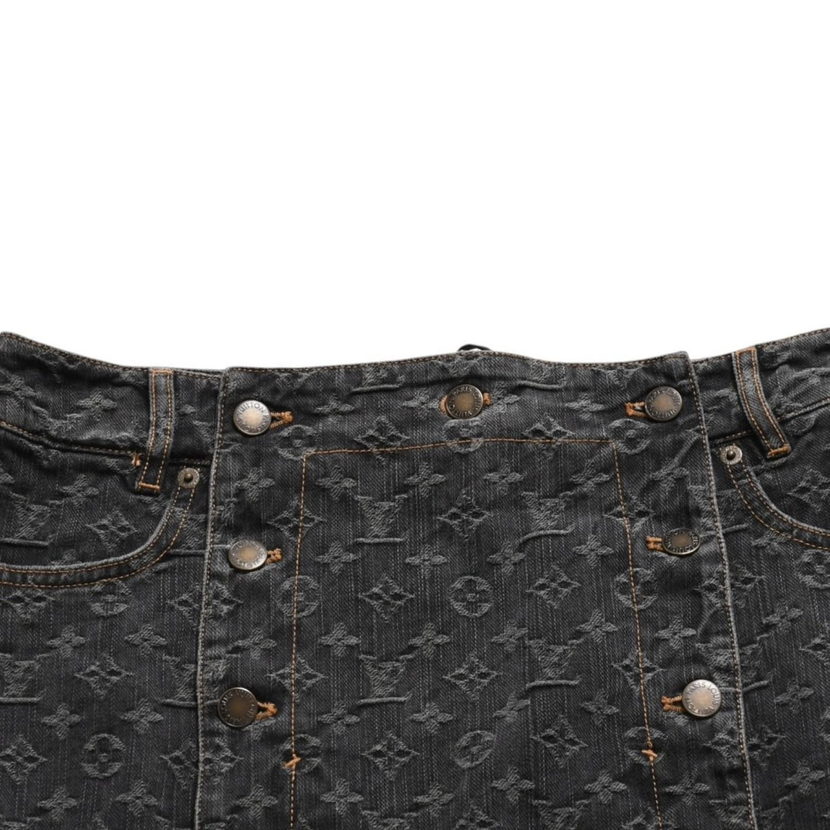 Louis Vuitton Monogram Denim Mermaid Skirt Black Lace-up Ribbon — view 3