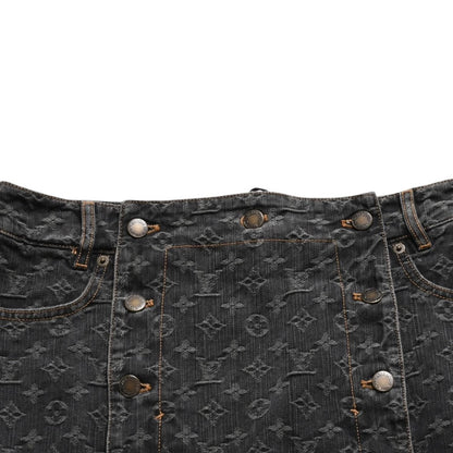 Louis Vuitton Monogram Denim Mermaid Skirt Black Lace-up Ribbon — view 3