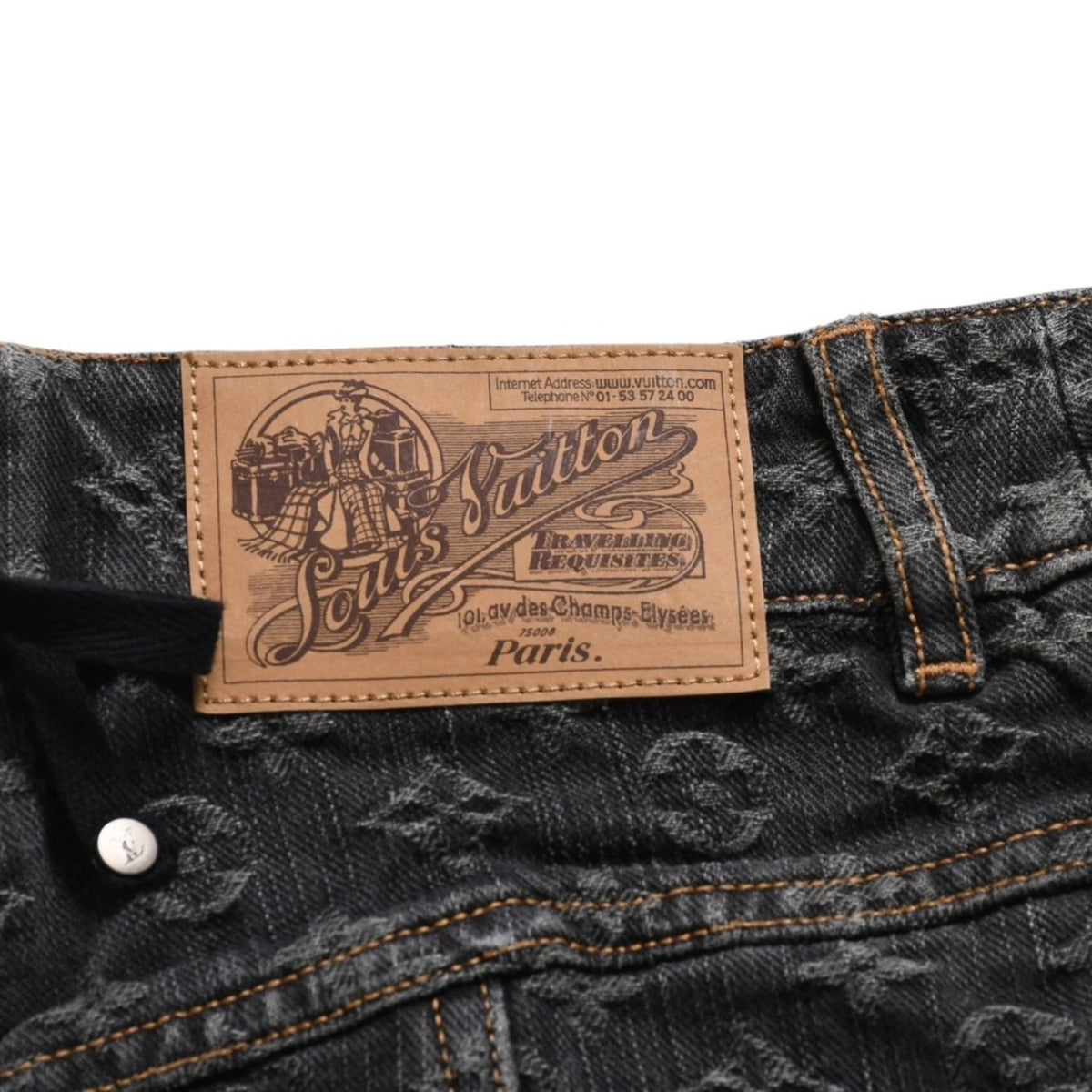 Louis Vuitton Monogram Denim Mermaid Skirt Black Lace-up Ribbon — view 8