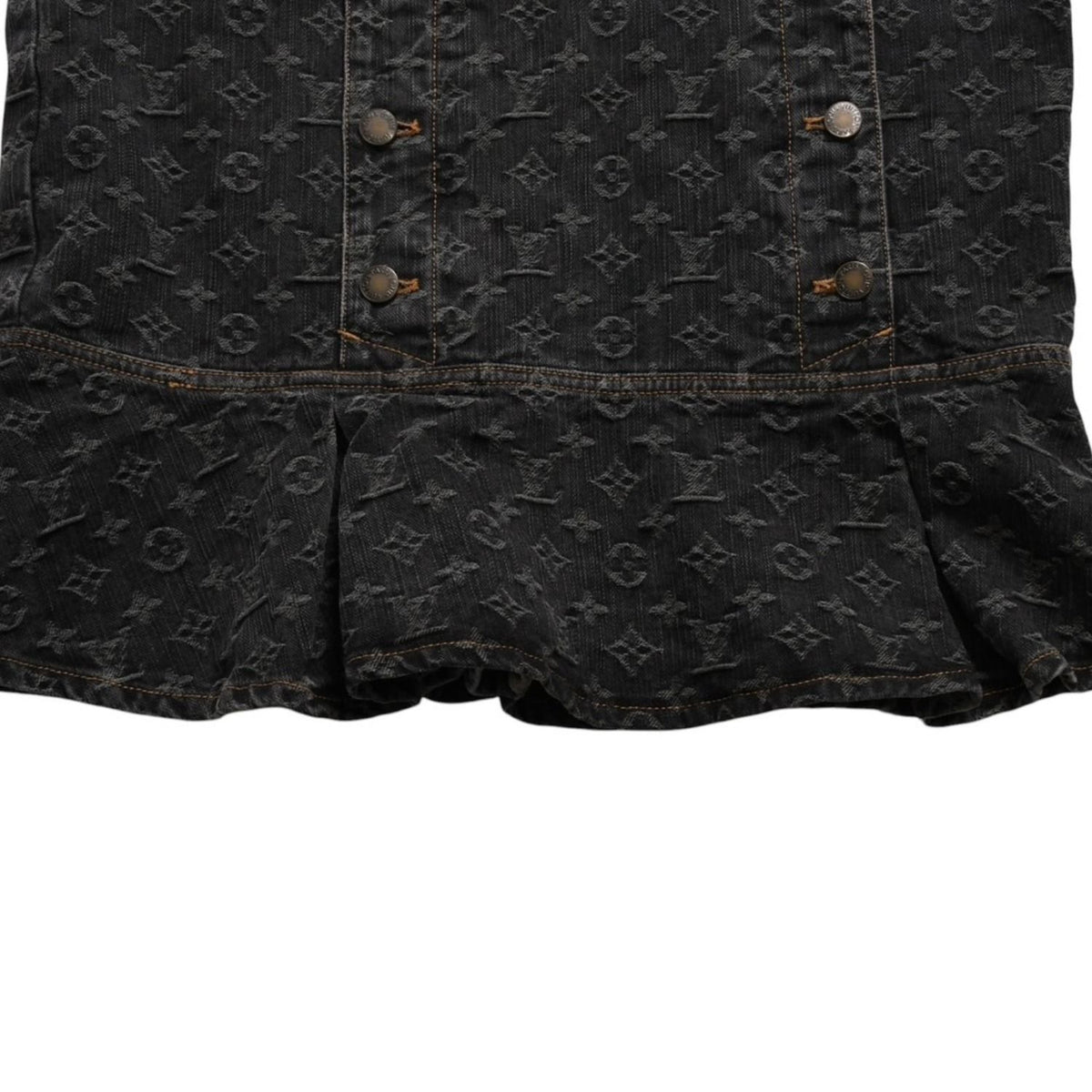 Louis Vuitton Monogram Denim Mermaid Skirt Black Lace-up Ribbon — view 4