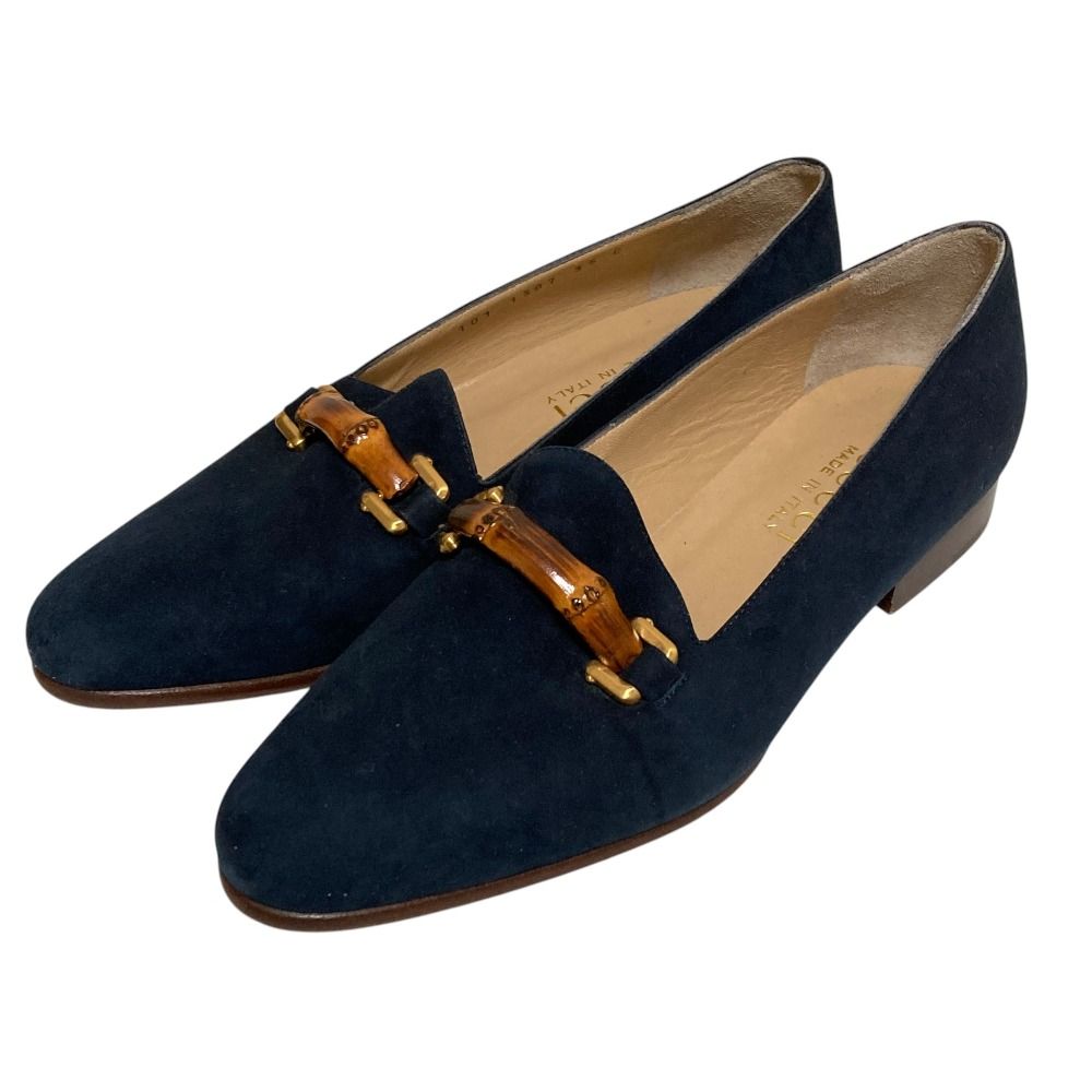 Gucci Tom Ford Era Bamboo Suede Loafers Navy 35