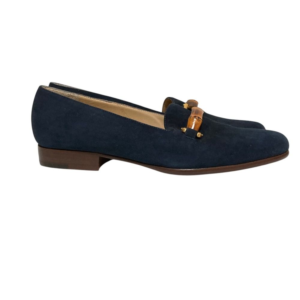 Gucci Tom Ford Era Bamboo Suede Loafers Navy 35 — view 2
