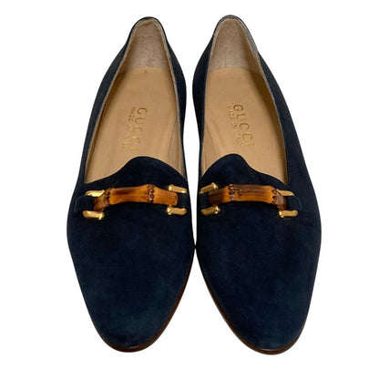 Gucci Tom Ford Era Bamboo Suede Loafers Navy 35 — view 5