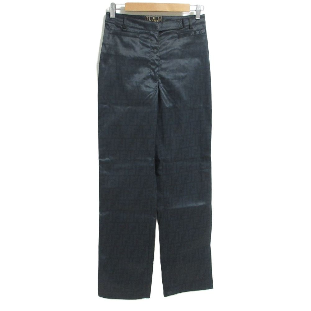 Fendi Vintage Zucca Pattern Nylon Pants 42 Black