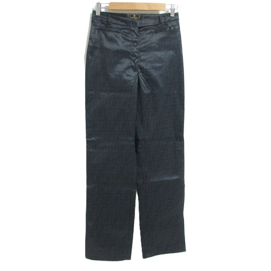 Fendi Vintage Zucca Pattern Nylon Pants 42 Black