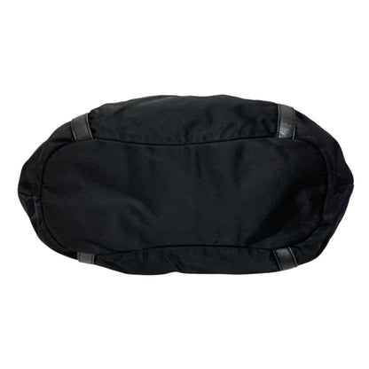 Prada Logo Jacquard Gathered Nylon Tote Black — view 4