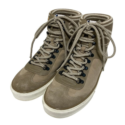 Louis Vuitton Leather Knit High-Top Sneakers Beige 5