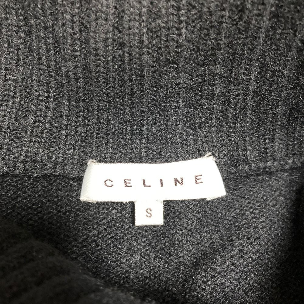 Celine Wide Turtle Short Sleeve Cashmere Knit Sweater S Black — view 5