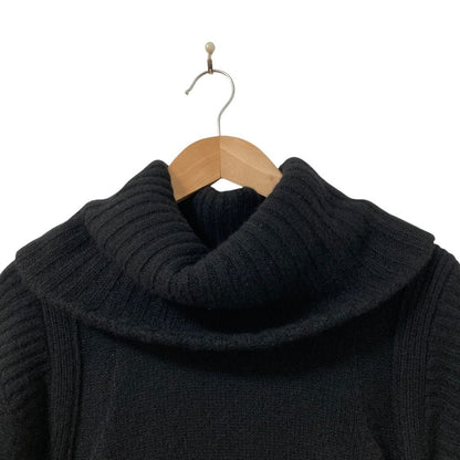 Celine Wide Turtle Short Sleeve Cashmere Knit Sweater S Black — view 3
