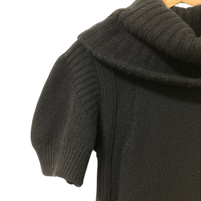 Celine Wide Turtle Short Sleeve Cashmere Knit Sweater S Black — view 4