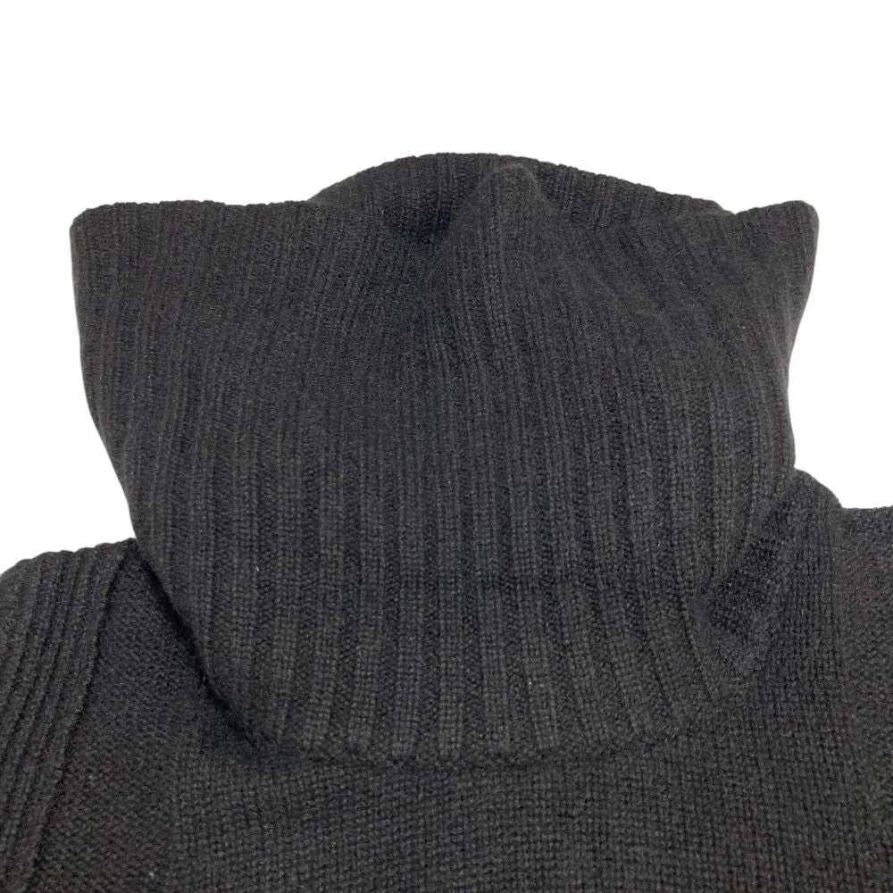 Celine Wide Turtle Short Sleeve Cashmere Knit Sweater S Black — view 8