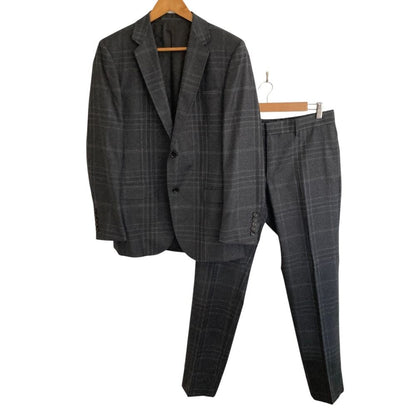 Gucci Plaid Tailored Jacket Trousers Pants Suit Set Gray