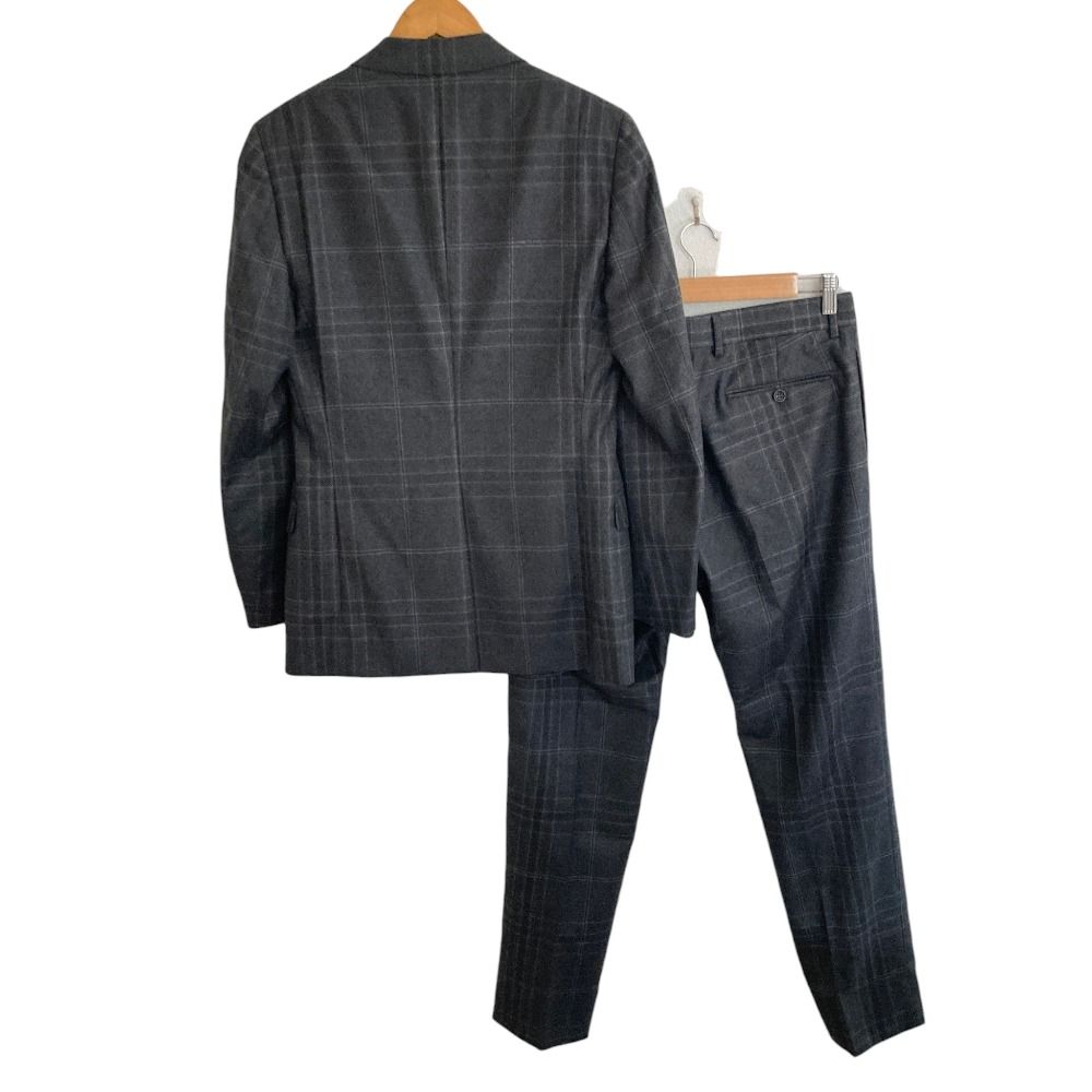 Gucci Plaid Tailored Jacket Trousers Pants Suit Set Gray — view 2