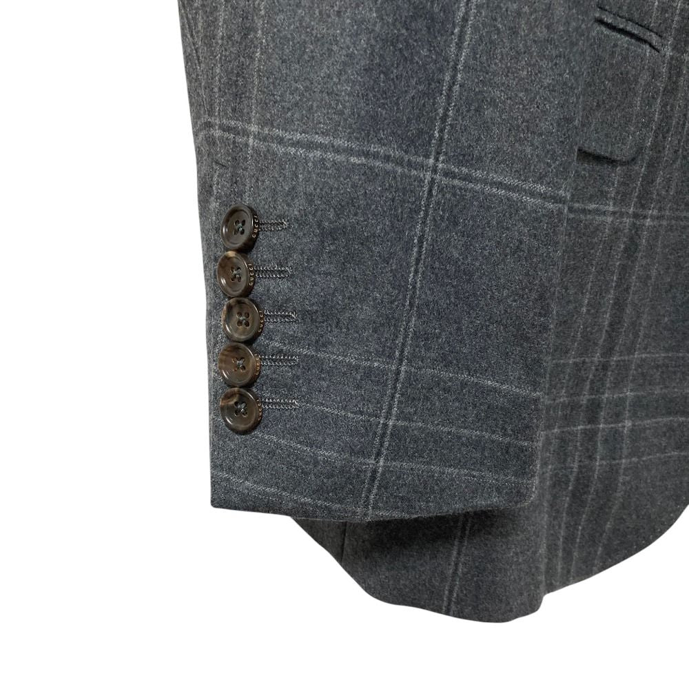 Gucci Plaid Tailored Jacket Trousers Pants Suit Set Gray — view 8