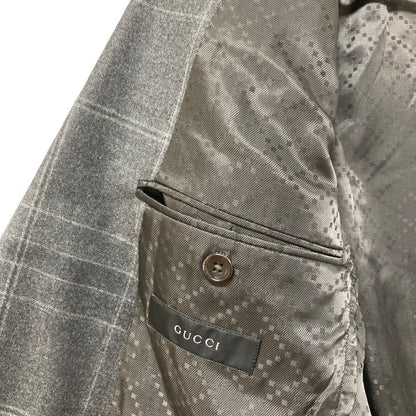 Gucci Plaid Tailored Jacket Trousers Pants Suit Set Gray — view 5