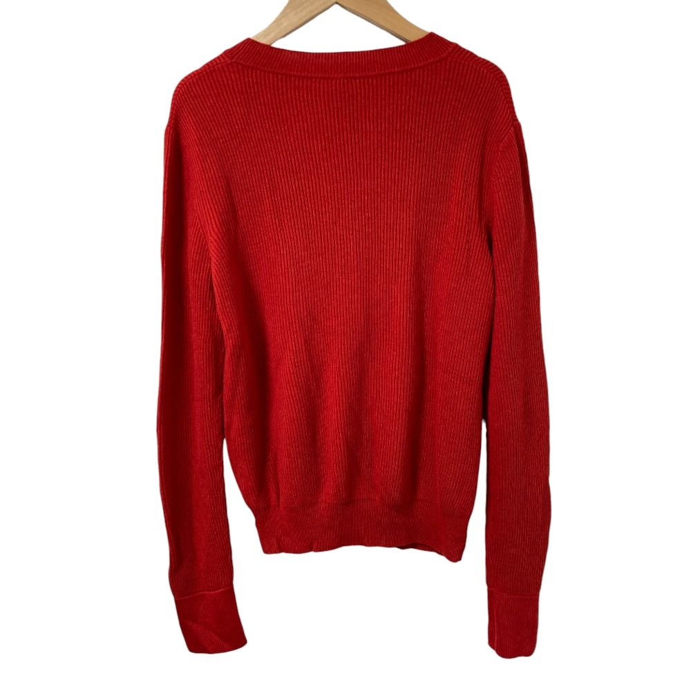 Hermes Logo Button Round Neck Rib Knit Sweater — view 2