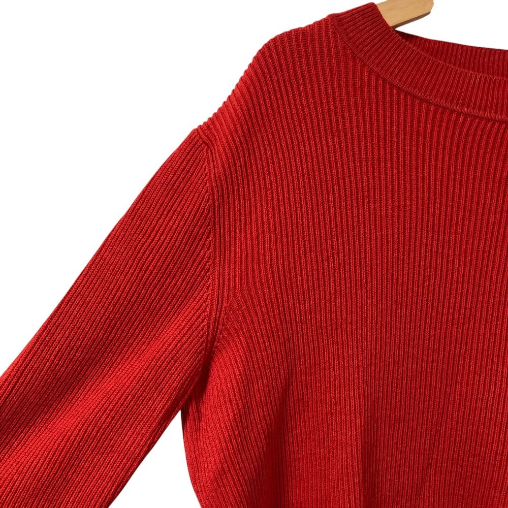 Hermes Logo Button Round Neck Rib Knit Sweater — view 4