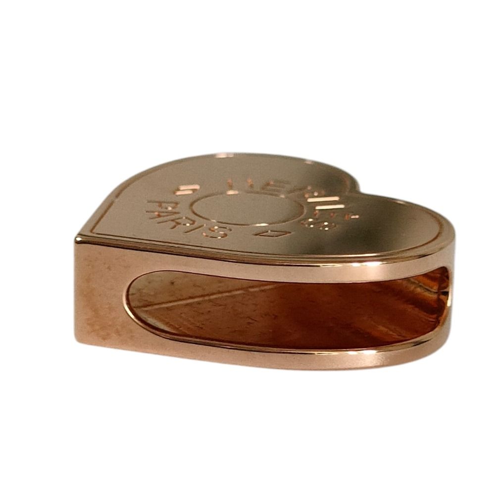 Hermes Mini Cou Heart Metal Scarf Ring Pink Gold — view 4
