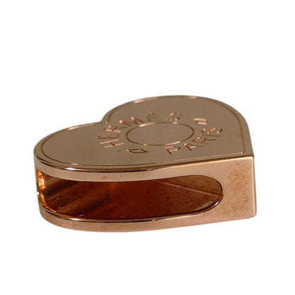 Hermes Mini Cou Heart Metal Scarf Ring Pink Gold — view 3