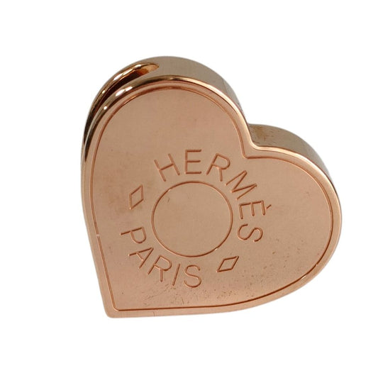 Hermes Mini Cou Heart Metal Scarf Ring Pink Gold
