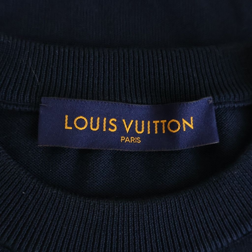 Louis Vuitton Inter Heart Logo Kuru Neck Pullover Short Sleeveknit Sweater Navy — view 5