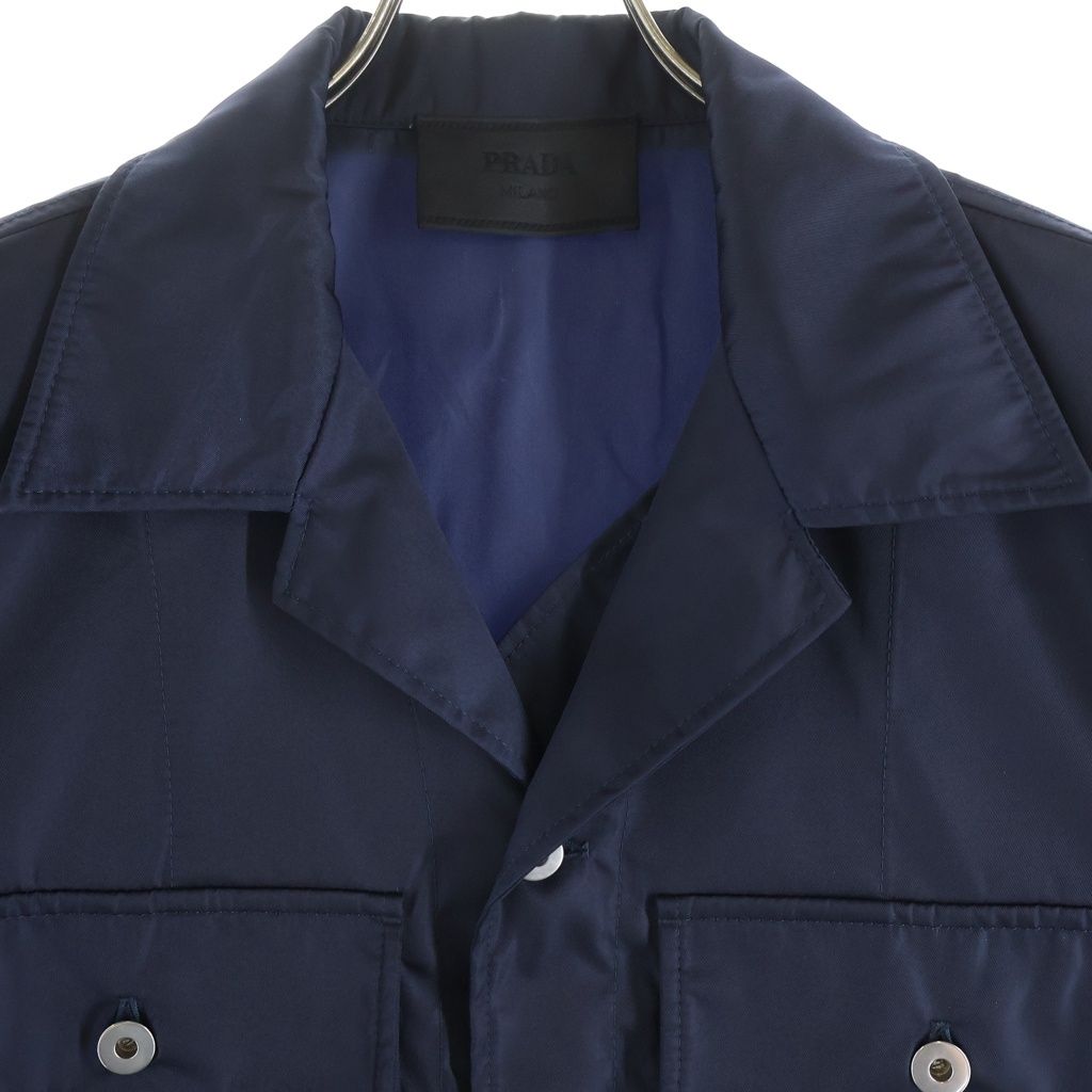 Prada Re-Nylon Triangle Logo Short Sleeveshirt Navy T-Shirt — view 3