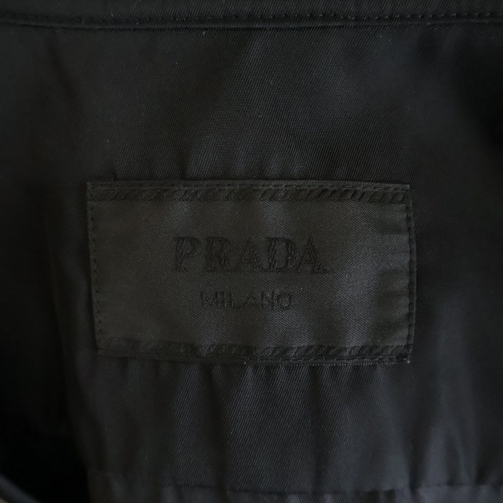 Prada Re-Nylon Oversize Shirt Triangle Logo Nylon Long Sleeve Black — view 6