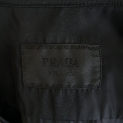 Prada Re-Nylon Oversize Shirt Triangle Logo Nylon Long Sleeve Black — view 6