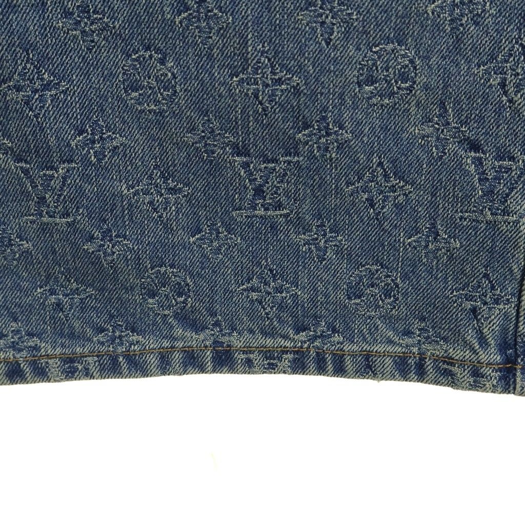 Louis Vuitton Monogram Embossed Pearl Button Zip Strike Denim Pants di — view 5