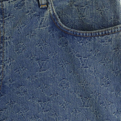 Louis Vuitton Monogram Embossed Pearl Button Zip Strike Denim Pants di — view 4
