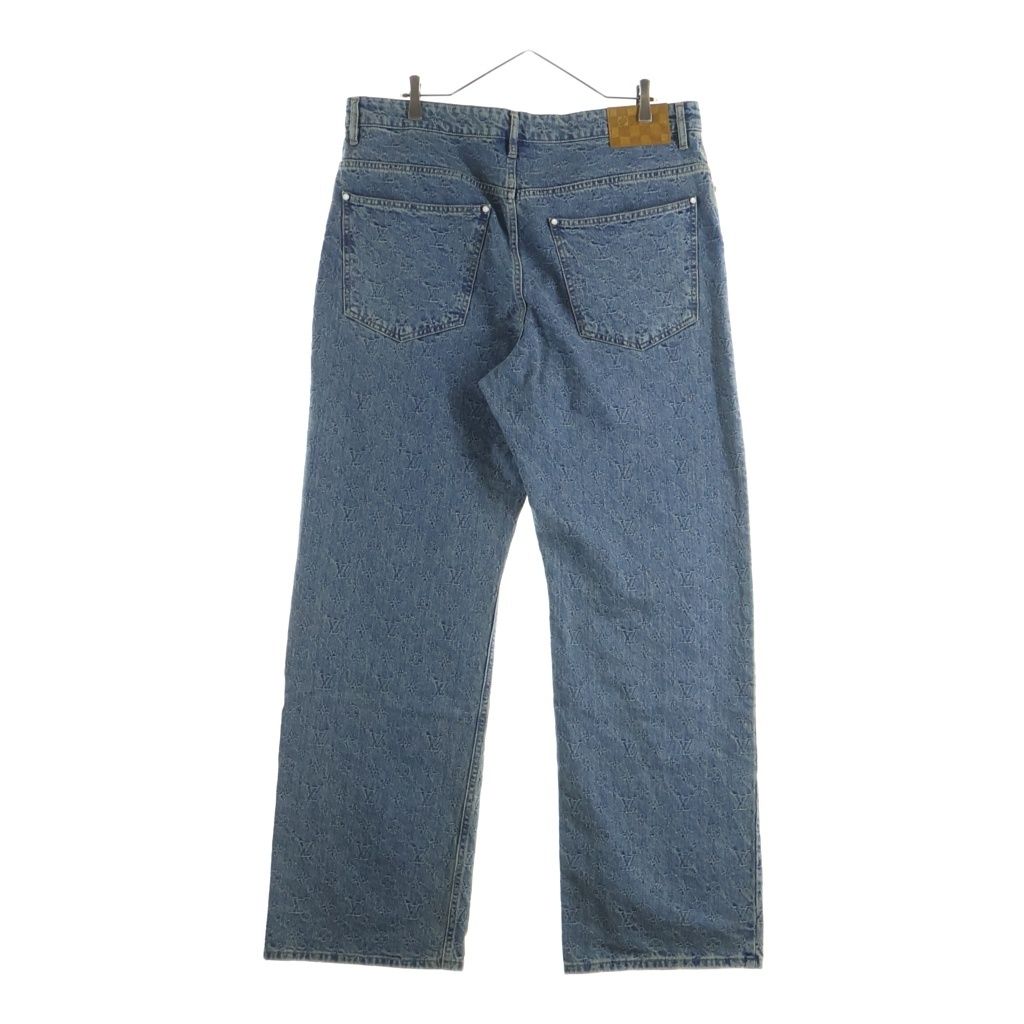 Louis Vuitton Monogram Embossed Pearl Button Zip Strike Denim Pants di — view 2