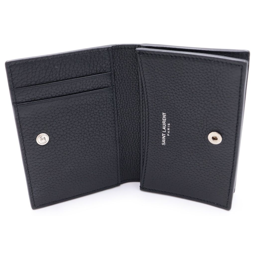 Saint Laurent Paris Shadow Business Card Holder Case Black Leather — view 5