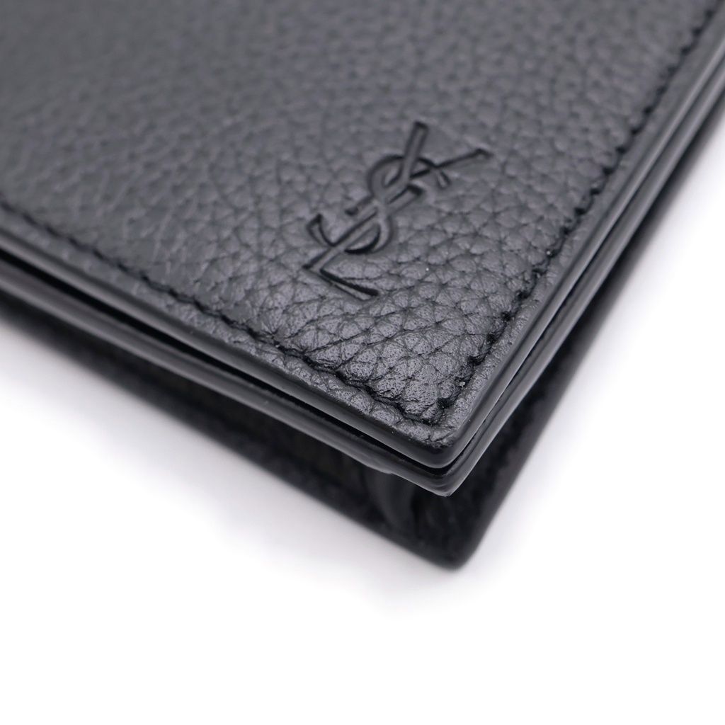 Saint Laurent Paris Shadow Business Card Holder Case Black Leather — view 4