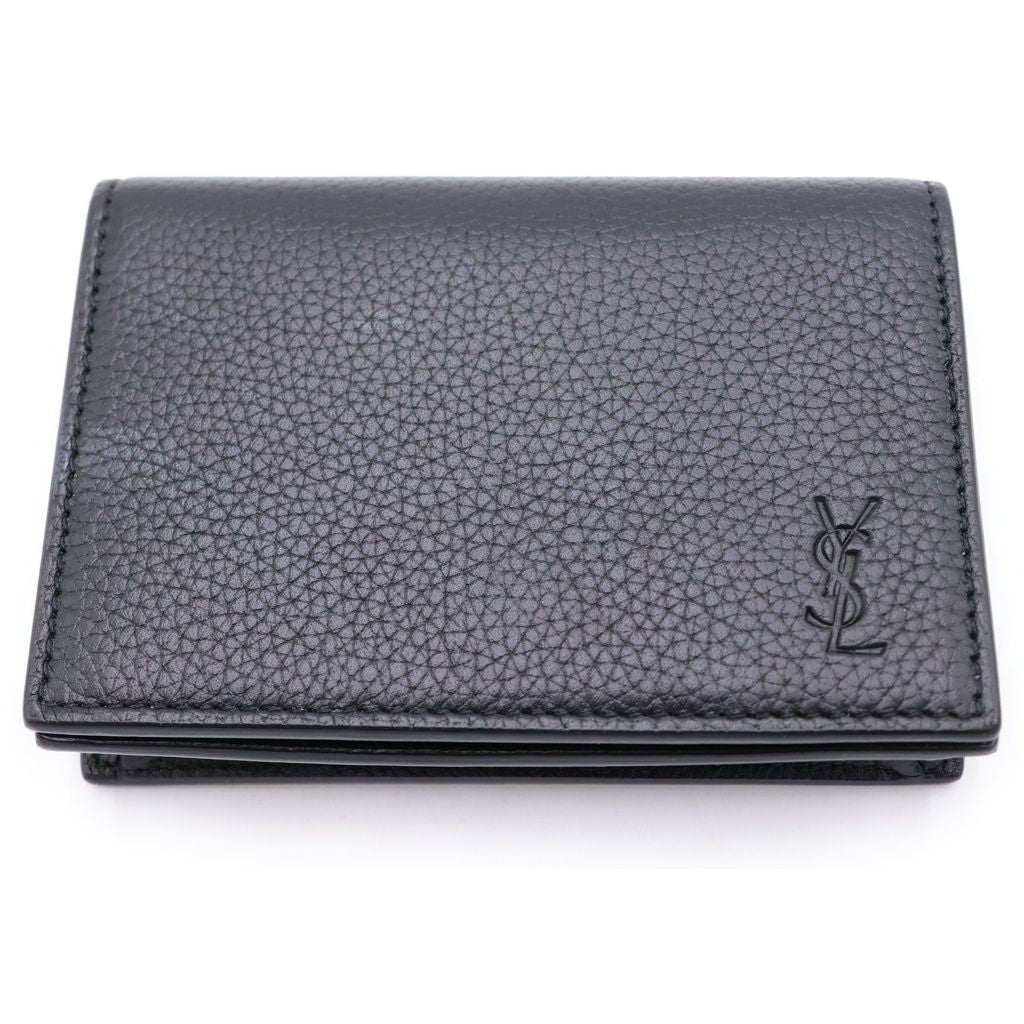 Saint Laurent Paris Shadow Business Card Holder Case Black Leather