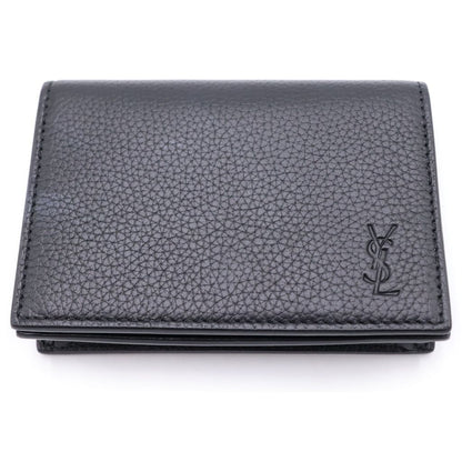 Saint Laurent Paris Shadow Business Card Holder Case Black Leather