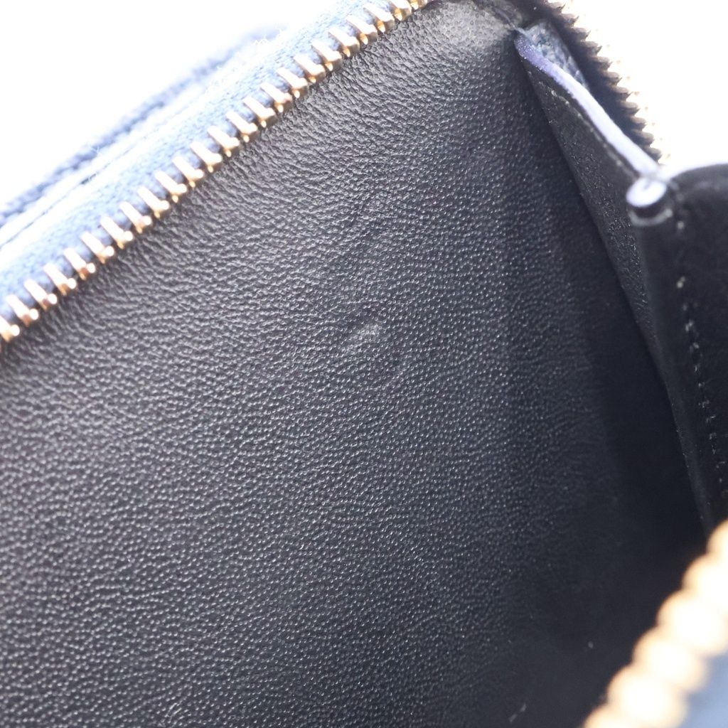 Saint Laurent Paris Compact Zip Round Wallet YSL Logo Leather Navy — view 5