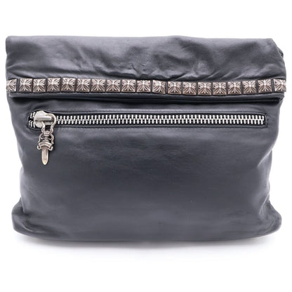 Chrome Hearts Clutch Pyramid Studs Studs Leather Black Silver