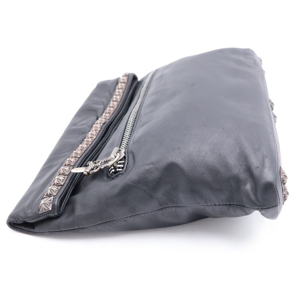 Chrome Hearts Clutch Pyramid Studs Studs Leather Black Silver — view 3