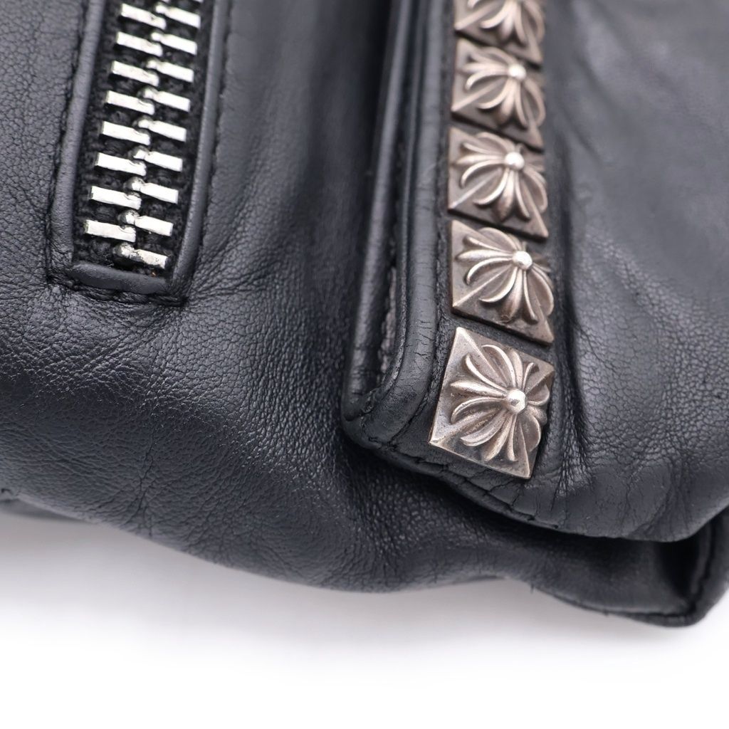 Chrome Hearts Clutch Pyramid Studs Studs Leather Black Silver — view 7