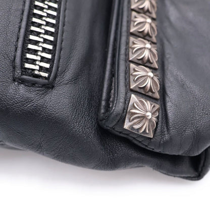 Chrome Hearts Clutch Pyramid Studs Studs Leather Black Silver — view 7