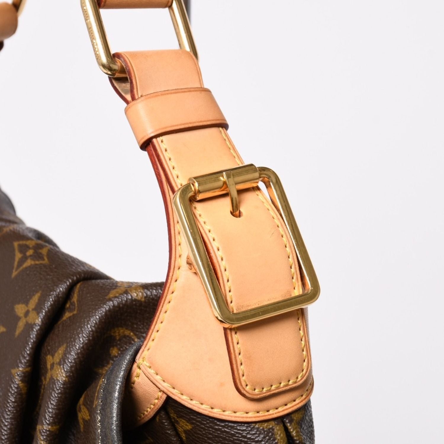 Louis Vuitton Monogram Kalahari PM Handbag Canvas Vachetta Leather Drawstring — view 5