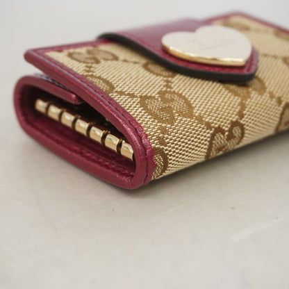 Gucci Key Case GG Canvas Brown Bordeaux Champagne Gold Key Holder — view 5