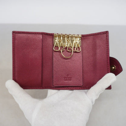 Gucci Key Case GG Canvas Brown Bordeaux Champagne Gold Key Holder — view 3