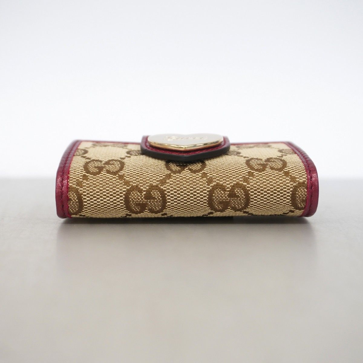 Gucci Key Case GG Canvas Brown Bordeaux Champagne Gold Key Holder — view 2