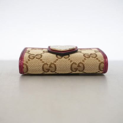 Gucci Key Case GG Canvas Brown Bordeaux Champagne Gold Key Holder — view 2