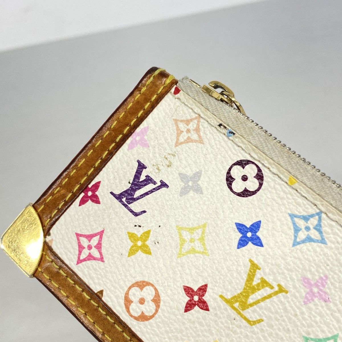 Louis Vuitton Coin Case Monogram Multicolor Pochette Cles Blanc — view 5